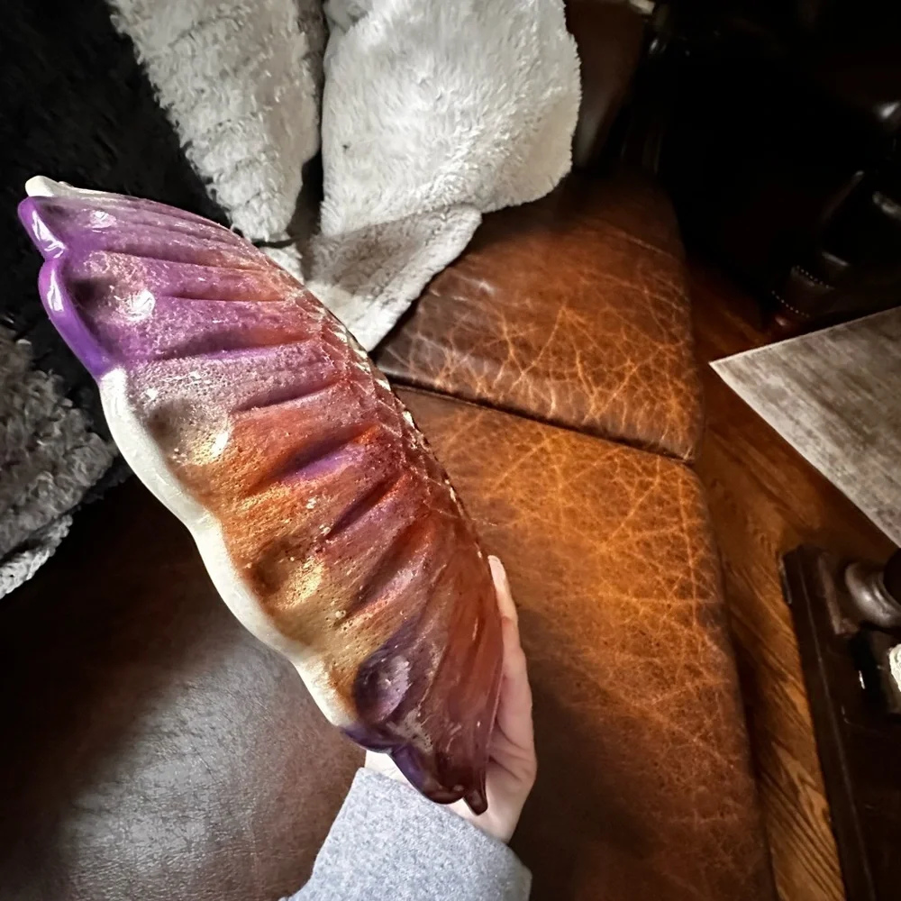 Handmade Decorative floral botanical purple and gold resin Bowl